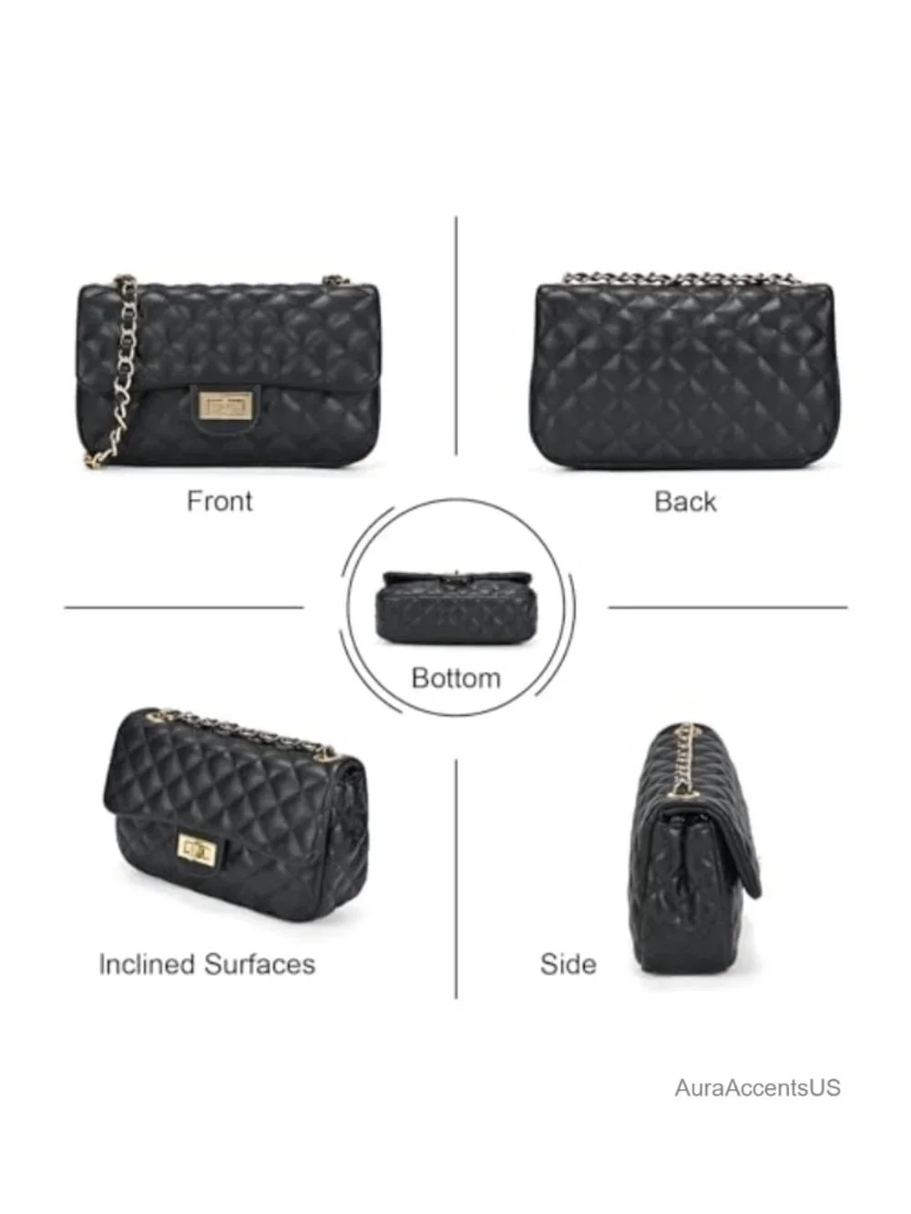Quilted Crossbody Bag for Women, Soft Faux Leather Mini Handbag, Vegan Clutch